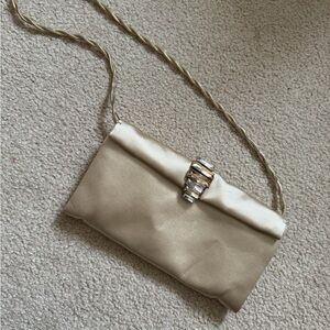 Stuart Weitzman Gold Clutch with Silver Detail